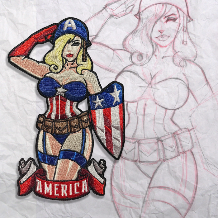 America Pin Up Embroidery Patch