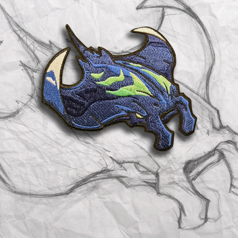 Grumpy Manta Blue Devil Embroidery Patch