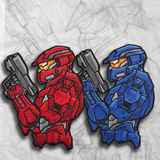 Grumpy Halo Red v Blue Embroidery Patch Set