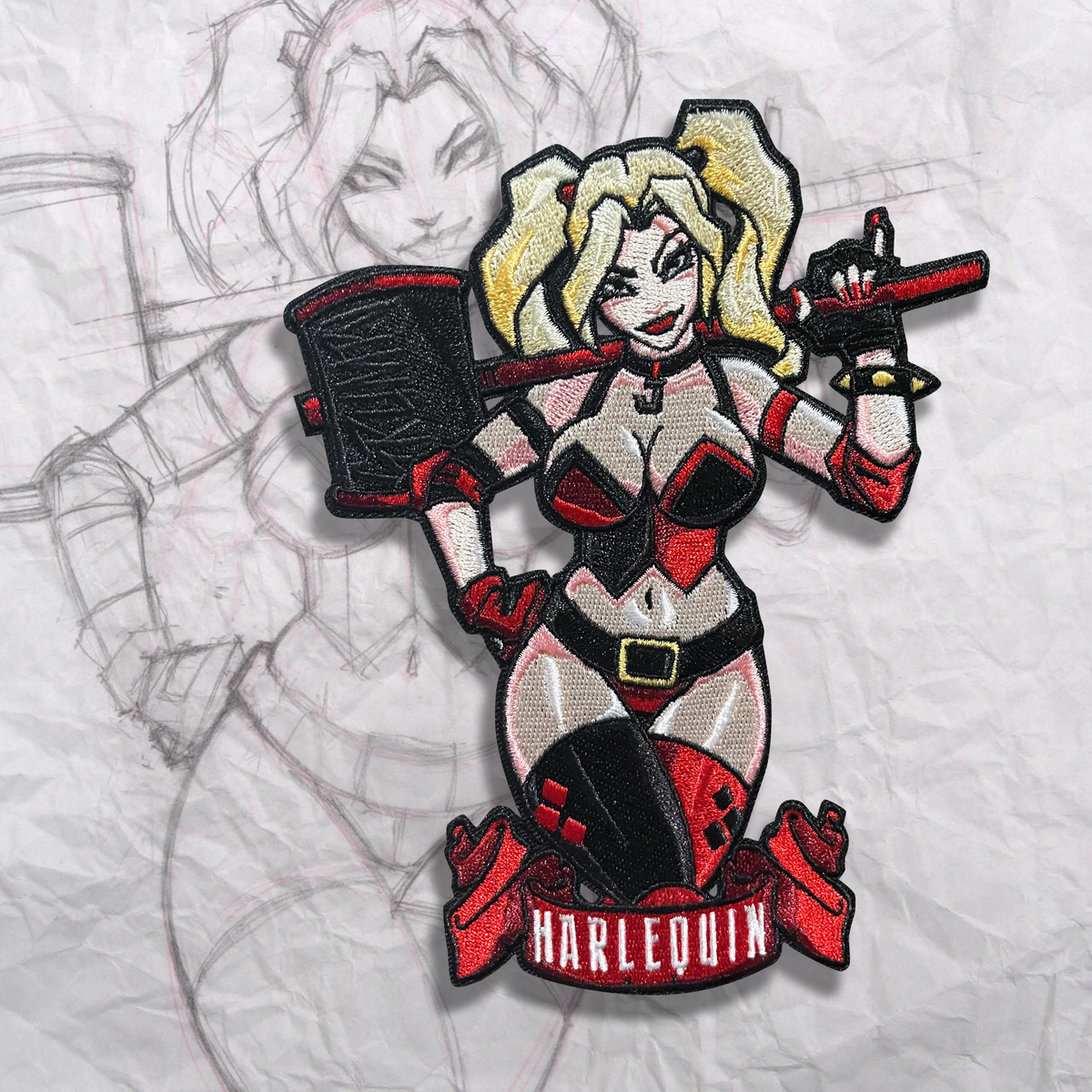 Harley Quinn Pin Up Embroidery Patch