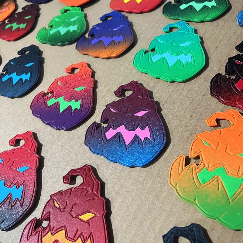 Hand Painted Grumpy Pumpkin Woodcut Patch