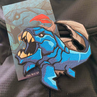 Grumpy Dunkleosteus Fish, Deep Blue Embroidery Patch