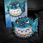 Grumpy Blue Puffer Fish Embroidery Patch