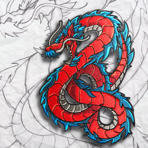 Crimson Dragon Embroidery Patch