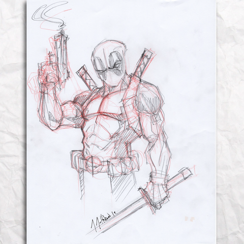 Deadpool Sketch Original Artwork