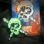 Grumpy Glow Skull n Pencils Acrylic Patch