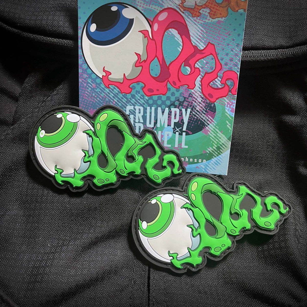 Sgt Grumpy Patch Grumpy Green Eyeball, PVC Patch set – Grumpy Pencil