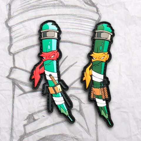 ON SPECIAL! Grumpy Ninja Turtle Pencils PVC Patch set 2