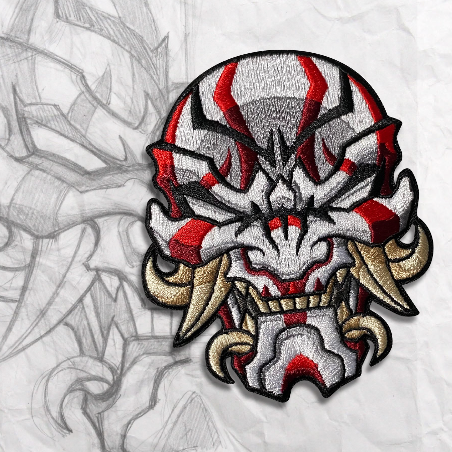 Kabuki Oni Embroidery Patch – Grumpy Pencil