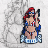 Liberty Star Spangled Pin up Embroidery Patch
