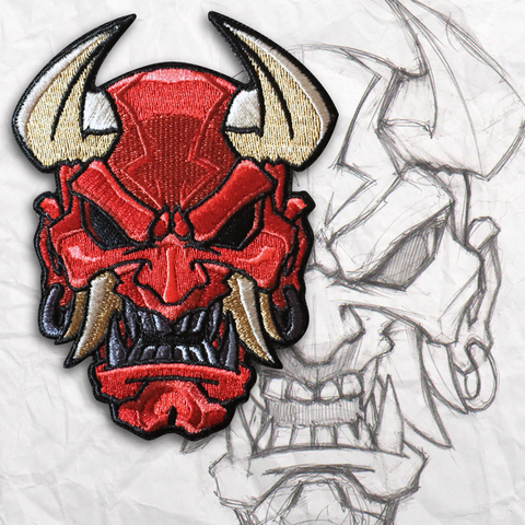 Devil Oni Mask Embroidery Patch