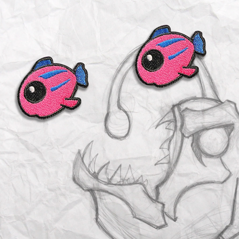 Little Fish, Pink Embroidery Patch Set