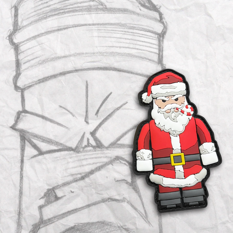 Grumpy Brick Fig Santa Pvc Patch