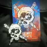 Grumpy Glow Skull n Pencils Acrylic Patch