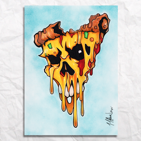 Zombie Pizza Second Slice Original Artwork