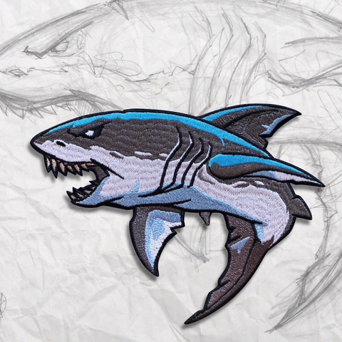 Grumpy Shark Embroidery Patch V2